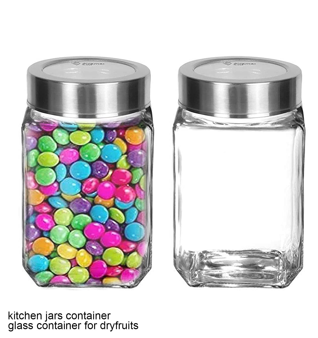 Brezzycloud Piraml Glass Cubical Square 300ml Transparent Glass Jars & Containers for Kitchen Pantry, Snacks, Honey, Jams, Pickl